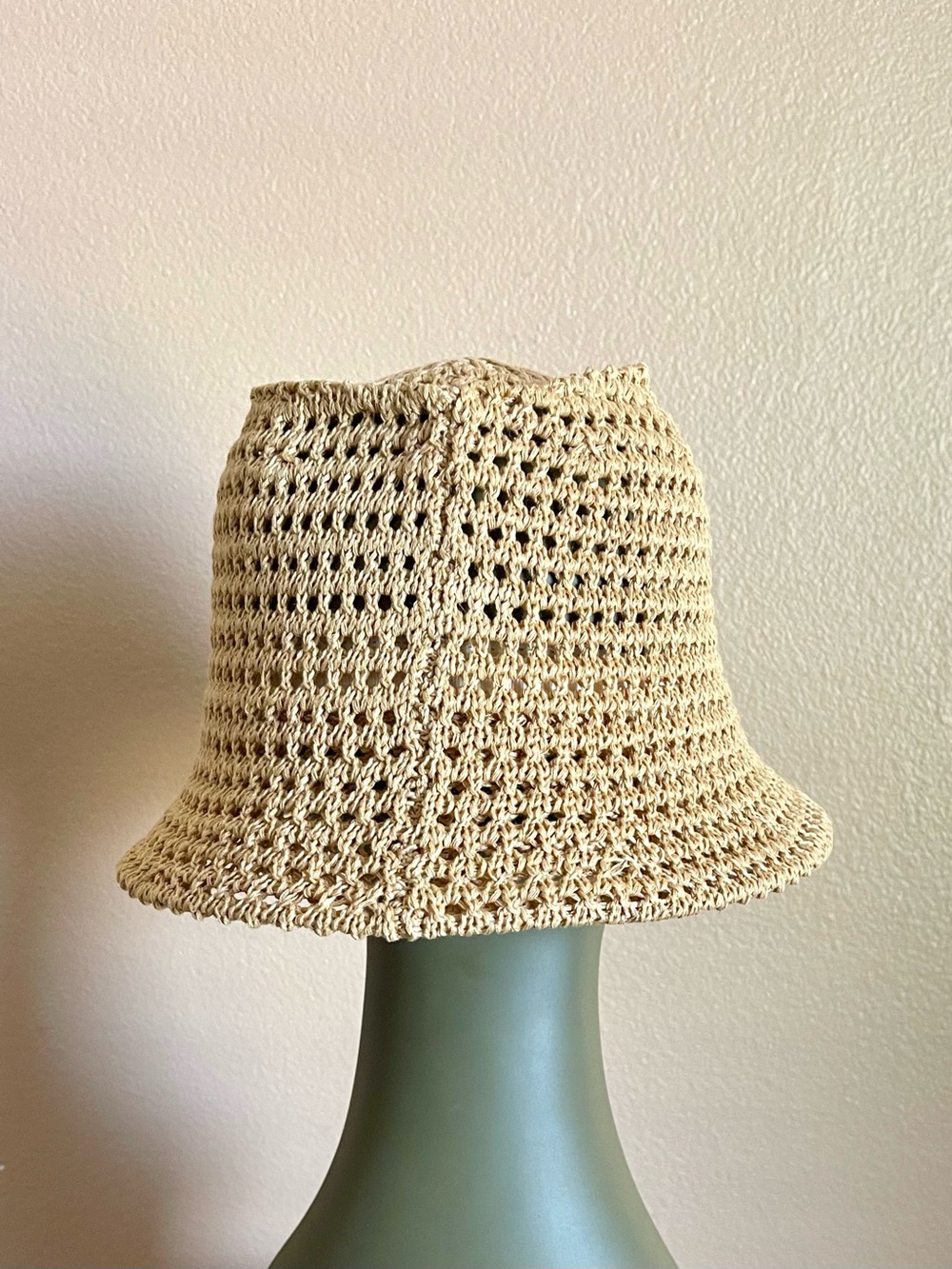 Crochet Bucket Hat in tan— Lightweight Summer Accessory - Picture 4 of 4